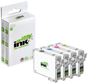My Green Toner 4 Druckerpatronen für Epson T1295 C13T12954010 Green KIT BK+ C+M+Y 1x11, 3,x9 ml 