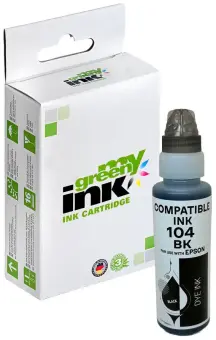 Kompatibel zu Tintenflasche für Epson 104 C13T00P140 Schwarz Inhalt 65 ml (My Green Toner) 