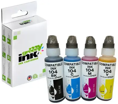 Alternativ Tintenflasche für Epson C13T00P640 / 104 KIT(BK+ C+M+Y) Inhalt 4*65 ml  (My Green Toner) 
